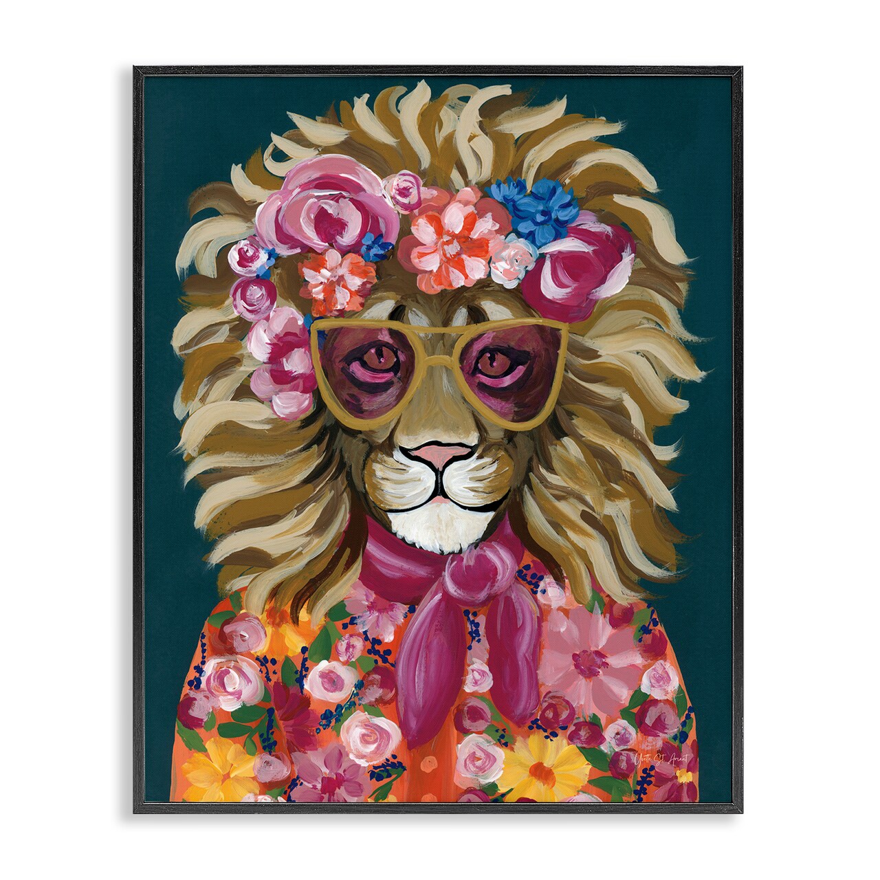 Stupell Industries Miami Living Lion Framed Giclee Wall Art Design by Yvette St. Amant